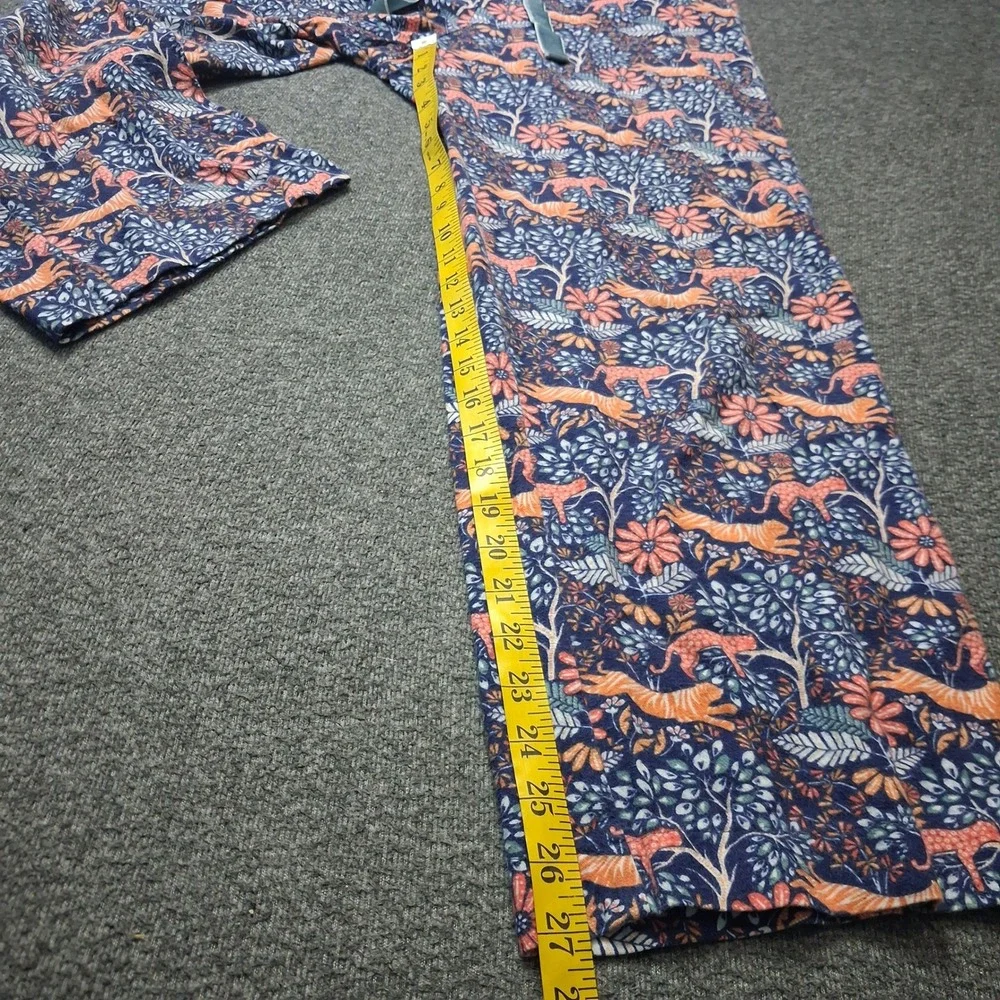 Boden Womens Cotton Flannel Pajama Set Tiger Leopard Floral Blue Orange Sz 8